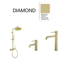 Colonne de douche mécanique avec barre extensible SKY BATH or brossé PVD série DIAMOND