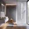 Colonne de douche mécanique avec pomme de tête, douchette et flexible, en aluminuim anodisé gris, Valentin Totmy