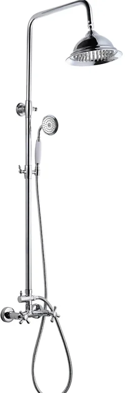 Colonne de douche mécanique avec pommeau + douchette 1 jet + flexible + barre réglable, Chrome, Edouard Rousseau Retro