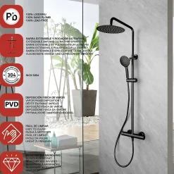 Colonne de douche mécanique avec barre extensible SKY BATH noir cristal PVD série PROMISE
