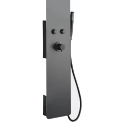 Colonne de douche mécanique avec pommeau + douchette + flexible noir Essebagno Esseflat