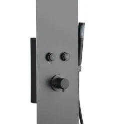 Colonne de douche mécanique avec pommeau + douchette + flexible noir Essebagno Esseflat