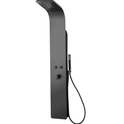 Colonne de douche mécanique avec pommeau + douchette + flexible noir Essebagno Esseflat