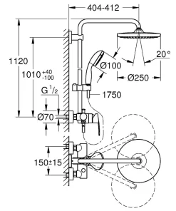 Colonne de douche mécanique chrome Grohe Vitalio Start 250