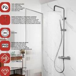 Colonne de douche mécanique avec barre extensible SKY BATH gris mat PVD série DIAMOND