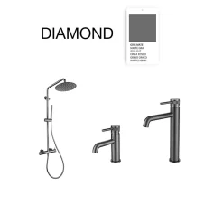 Colonne de douche mécanique avec barre extensible SKY BATH gris mat PVD série DIAMOND