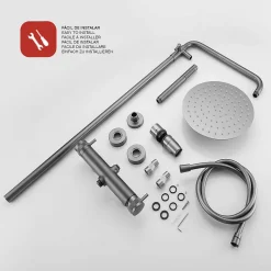 Colonne de douche mécanique avec barre extensible SKY BATH gris mat PVD série DIAMOND
