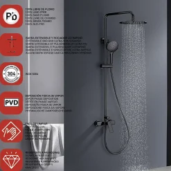 Colonne de douche mécanique avec barre extensible SKY BATH noir cristal PVD série GLORY