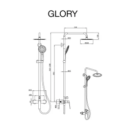 Colonne de douche mécanique avec barre extensible SKY BATH noir cristal PVD série GLORY