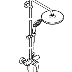 Colonne de douche mécanique avec douchette + pommeau + flexible + barre chrome, Grohe Vitalio Start