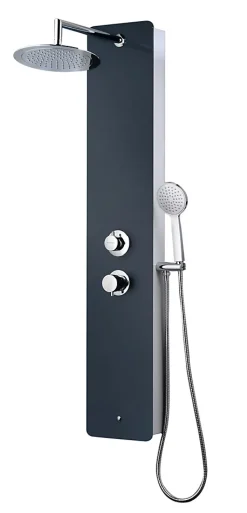Colonne de douche mécanique avec pommeau + douchette 1 jet + flexible, gris anthracite, Edouard Rousseau Eris