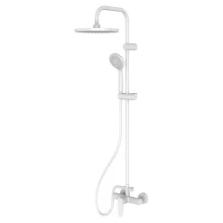 Colonne de douche mécanique blanche avec douchette et pomme de tête, GoodHome Cavally