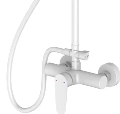 Colonne de douche mécanique blanche avec douchette et pomme de tête, GoodHome Cavally