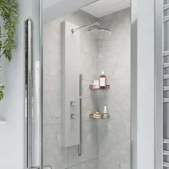 Colonne de douche mécanique hydromassante, gris, GoodHome Tanvia