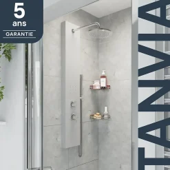 Colonne de douche mécanique hydromassante, gris, GoodHome Tanvia