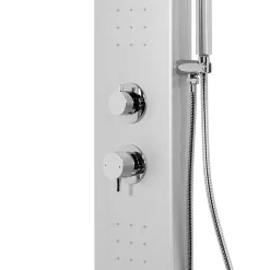 Colonne de douche mécanique hydromassante, gris, GoodHome Tanvia