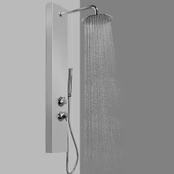 Colonne de douche mécanique hydromassante, gris, GoodHome Tanvia