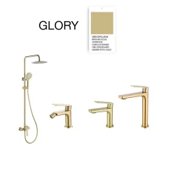 Colonne de douche mécanique avec barre extensible SKY BATH or brossé PVD série GLORY
