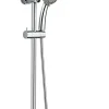 Colonne de douche mécanique avec pommeau + douchette 3 jets + flexible + barre réglable, chrome, Edouard Rousseau Shenti