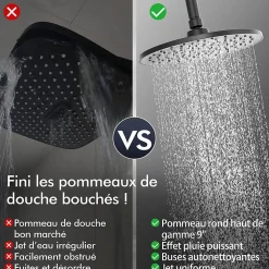 Colonne de Douche Mecanique avec Étagère Ensemble de Douche Douchette et Tête de Douche Hauteur Réglable 839 à 1164 mm ABS Noir