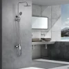 Colonne de douche mitigeur chrome en acier et laiton avec douchette extensible
