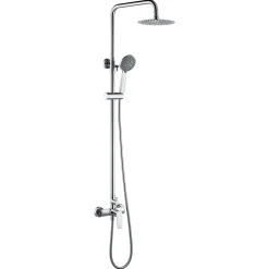 Colonne de douche mitigeur chrome en acier et laiton avec douchette extensible