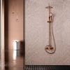 Colonne de douche mitigeur or rose acier et laiton tête plate anticalcaire manche incluse