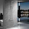 Colonne de douche mitigeur acier et laiton chrome avec douchette extensible anticalcaire