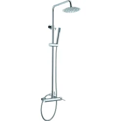 Colonne de douche mitigeur monocommande chrome acier et laiton avec douchette extensible