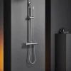 Colonne de douche mitigeur acier et laiton chrome avec douchette extra plate anticalcaire