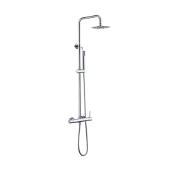 Colonne de douche mitigeur acier et laiton chrome avec douchette extra plate anticalcaire