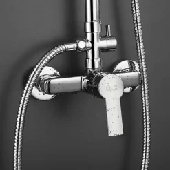 Colonne de douche monocommande carrée PIN, 80-120 cm, finition chrome poli, en laiton Kibath