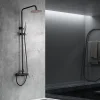 Colonne de douche monocommande noir mat et or rose en acier et laiton
