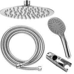 Colonne de douche monocommande ronde SIX, 79-125 cm, finition chrome poli, en laiton Kibath