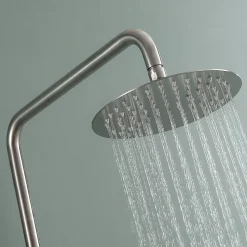 Colonne de douche monocommande ronde PRO, 78-125 cm, finition nickel brossé, en laiton Kibath