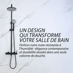 Colonne de douche noir mat - 2 fonctions - DILECI