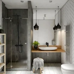 Colonne de douche noire avec mitigeur mécanique Essebagno Kiara