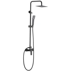 Colonne de douche noire gun metal en acier et laiton avec mitigeur monocommande