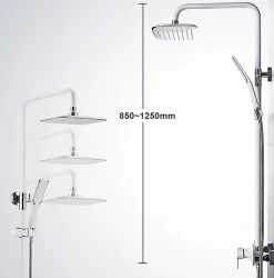 Colonne de Douche Peinture Blanc Ensemble de Douche Hauteur Réglable avec Mitigeur Mécanique Moderne pour Salle de Bain