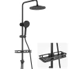 Colonne de Douche, Réglable Hauteur avec Étagère Douche Set kit Douche sans Robinet avec Pommeau Douche Rond 25cm,Noir