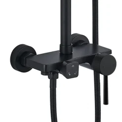 Colonne de douche ronde monocommande 3 voies OSO, 96-136 cm, finition BLACK GOLD mat, en laiton Kibath