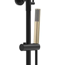 Colonne de douche ronde monocommande 3 voies OSO, 96-136 cm, finition BLACK GOLD mat, en laiton Kibath