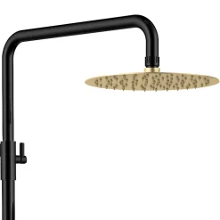 Colonne de douche ronde monocommande 3 voies OSO, 96-136 cm, finition BLACK GOLD mat, en laiton Kibath