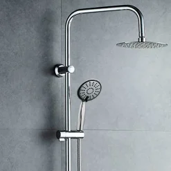 Colonne de douche ronde monocommande RAPIDA avec finition chromée brillante en laiton Kibath