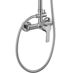 Colonne de douche ronde monocommande PIN, 80-120 cm, finition chrome poli, en laiton Kibath