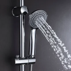 Colonne de douche ronde monocommande PIN, 80-120 cm, finition chrome poli, en laiton Kibath