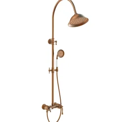 Colonne de douche rétro cuivre brossé mitigeur mécanique Essebagno Leeds