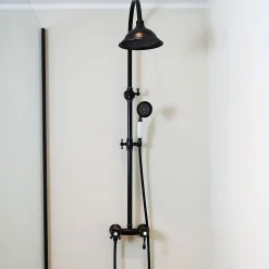 Colonne de douche rétro noir vieilli mitigeur mécanique Essebagno Leeds