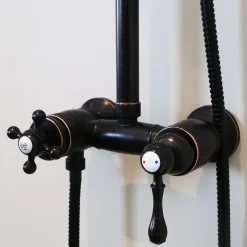 Colonne de douche rétro noir vieilli mitigeur mécanique Essebagno Leeds