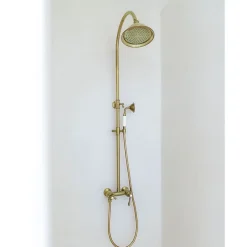 Colonne de douche rétro or brossé mitigeur mécanique Essebagno Leeds